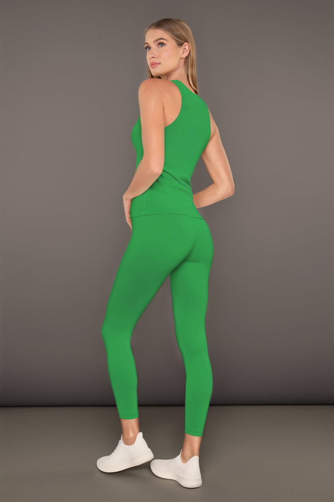 Active Ribbed Tank Top with Shelf Bra in Kelly Green, - shopdyi.com