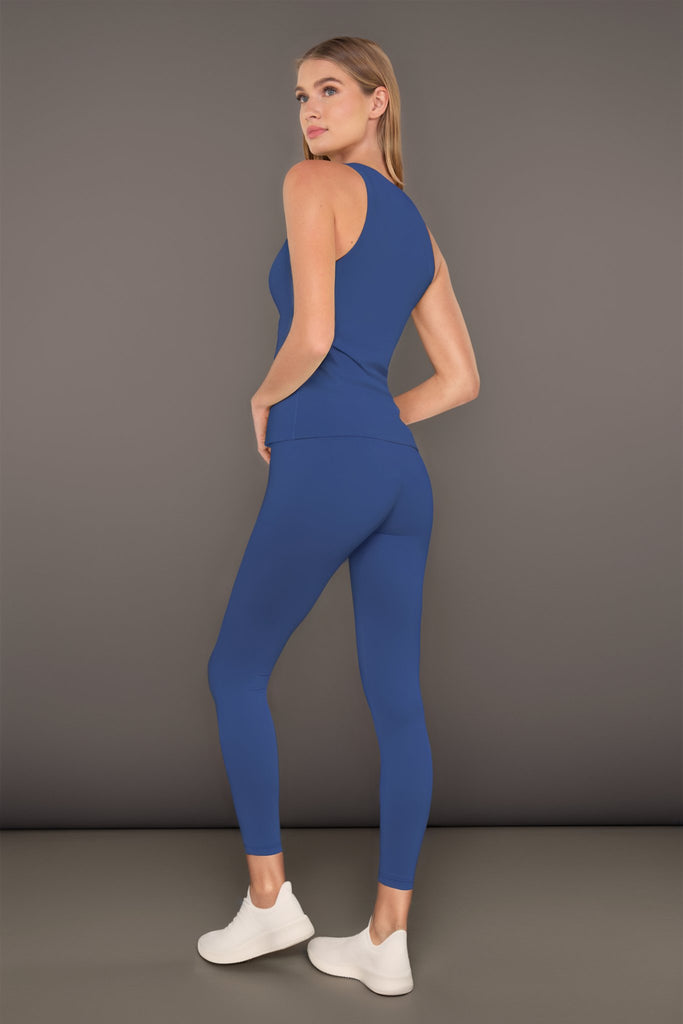 Active Ribbed Tank Top with Shelf Bra in Royal Blue, - shopdyi.com