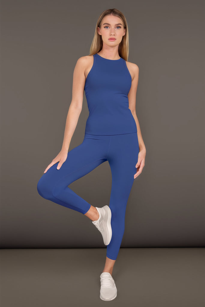 Active Ribbed Tank Top with Shelf Bra in Royal Blue, - shopdyi.com
