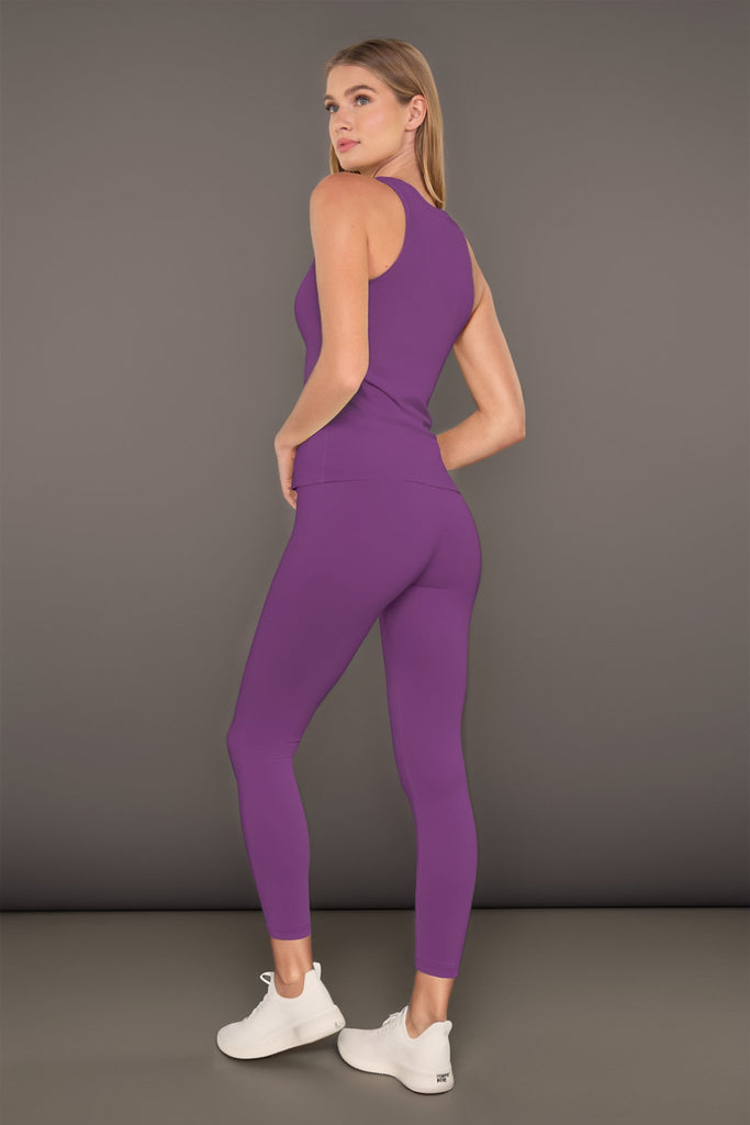 Active Ribbed Tank Top with Shelf Bra in Vivid Violet, - shopdyi.com