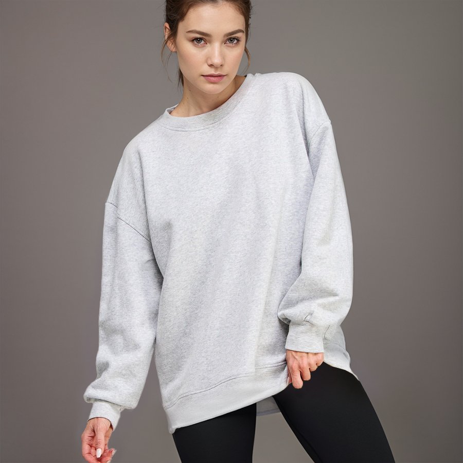Oversized Heather Grey Sweatshirt, - shopdyi.com