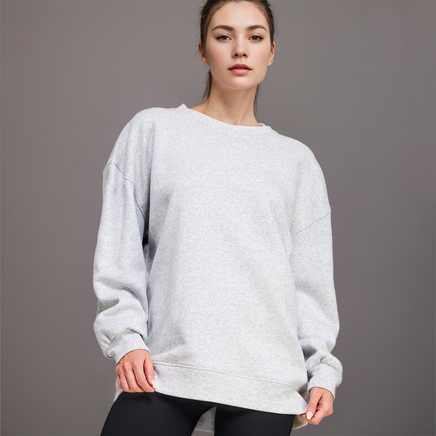 Oversized Heather Grey Sweatshirt, - shopdyi.com