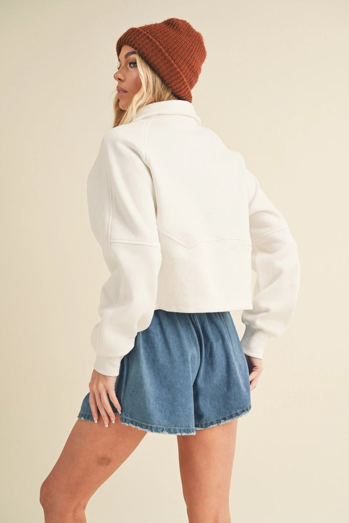 To and From Funnel Neck Half Zip in White, - shopdyi.com